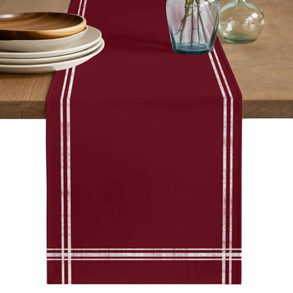 Table Runner 36 Inch Long - Wine Red Dark Maroon Decorative Table Scarf, Burgundy Red Dining Table Runners for Wedding Party Kitchen Dining Tables