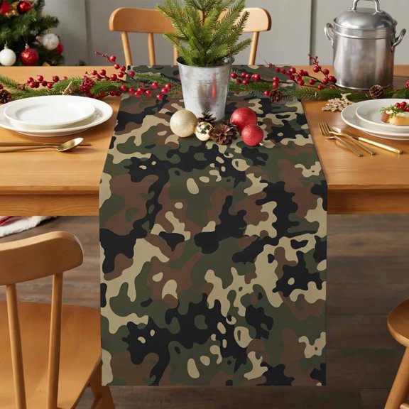 Table Runner 36 Inches Long - Abstract Camouflages Texture Decorative Table Scarf, Retro Camo Pattern Dining Table Runners for Wedding Party Kitchen Dining Tables