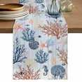 thumbnail image 1 of Table Runner 36 Inches Long for Kitchen Dining, Blue Coastal Dresser Scarf Farmhouse, Dining Table Decorations for Wedding/Parties, Coral Shell Starfish Seahorse Summer Beach 13 x 36 In, 1 of 8