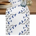 thumbnail image 1 of Table Runner 36 Inches Long for Kitchen Dining, Blue Flowers Dresser Scarf Farmhouse, Dining Table Decorations for Wedding/Parties, Spring Modern Simple Botanical Floral Plants 13 x 36 In, 1 of 8