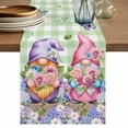 thumbnail image 1 of Table Runner 36 Inches Long for Kitchen Dining, Blue Purple Gnomes Dresser Scarf Farmhouse, Dining Table Decorations for Wedding/Parties, Spring Hydrangea Flower Leaf Green Plaid 13 x 36 In, 1 of 8