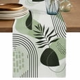 thumbnail image 1 of Table Runner 36 Inches Long for Kitchen Dining, Boho Geometric Dresser Scarf Farmhouse, Dining Table Decorations for Wedding/Parties, Farmhouse Green Abstract Stripes Leaves 13 x 36 In, 1 of 8