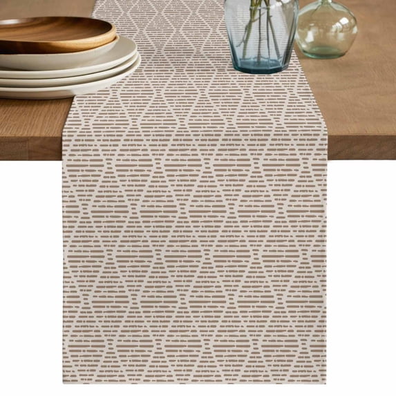 Table Runner 36 Inches Long for Kitchen Dining, Brown Dresser Scarf Farmhouse, Dining Table Decorations for Wedding/Parties, Modern Abstract Art Farmhouse 13 x 36 In