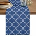 thumbnail image 1 of Table Runner 36 Inches Long for Kitchen Dining, Dark Blue Morocco Dresser Scarf Farmhouse, Dining Table Decorations for Wedding/Parties, Ethnic Abstract Geometric Quatrefoil Grid 13 x 36 In, 1 of 8