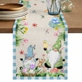 thumbnail image 1 of Table Runner 36 Inches Long for Kitchen Dining, Easter Dresser Scarf Farmhouse, Dining Table Decorations for Wedding/Parties, Spring Gnomes Bunny Butterfly Duck Floral Plaid 13 x 36 In, 1 of 8