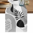 thumbnail image 1 of Table Runner 36 Inches Long for Kitchen Dining, Grey Boho Geometric Dresser Scarf Farmhouse, Dining Table Decorations for Wedding/Parties, Vintage Ethnic Abstract Lines Leaves 13 x 36 In, 1 of 8