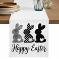thumbnail image 1 of Table Runner 36 Inches Long for Kitchen Dining, Happy Easter Rabbits Dresser Scarf Farmhouse, Dining Table Decorations for Wedding/Parties, Black Plaid Polka Dots Rabbits Spring 13 x 36 In, 1 of 8