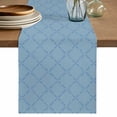 thumbnail image 1 of Table Runner 36 Inches Long for Kitchen Dining, Haze Blue Plaid Dresser Scarf Farmhouse, Dining Table Decorations for Wedding/Parties, Farmhouse Modern Abstract Striped 13 x 36 In, 1 of 8