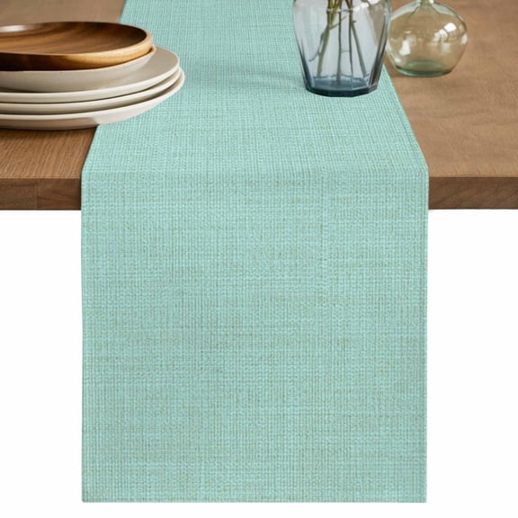 Table Runner 36 Inches Long for Kitchen Dining, Linen Mint Green Dresser Scarf Farmhouse, Dining Table Decorations for Wedding/Parties, Modern Minimalist Pure Solid Color 13 x 36 In