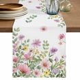 thumbnail image 1 of Table Runner 36 Inches Long for Kitchen Dining, Pink Spring Floral Dresser Scarf Farmhouse, Dining Table Decorations for Wedding/Parties, Watercolor Botanical Wildflowers 13 x 36 In, 1 of 8
