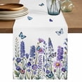 thumbnail image 1 of Table Runner 36 Inches Long for Kitchen Dining, Purple Floral Dresser Scarf Farmhouse, Dining Table Decorations for Wedding/Parties, Spring Lavender Daisy Butterflies Botanical 13 x 36 In, 1 of 8