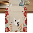 thumbnail image 1 of Table Runner 36 Inches Long for Kitchen Dining, Rustic Crane Dresser Scarf Farmhouse, Dining Table Decorations for Wedding/Parties, Vintage Red Teal Spring Floral Botanical 13 x 36 In, 1 of 8