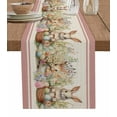 thumbnail image 1 of Table Runner 36 Inches Long for Kitchen Dining, Spring Floral Eater Bunny Dresser Scarf Farmhouse, Dining Table Decorations for Wedding/Parties, Colorful Eggs Rustic Red 13 x 36 In, 1 of 9