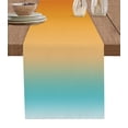 thumbnail image 1 of Table Runner 36 Inches Long for Kitchen Dining, Teal Orange Ombre Dresser Scarf Farmhouse, Dining Table Decorations for Wedding/Parties, Modern Geometric Striped Abstract Art 13 x 36 In, 1 of 9