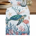 thumbnail image 1 of Table Runner 36 Inches Long for Kitchen Dining, Turtle Coastal Dresser Scarf Farmhouse, Dining Table Decorations for Wedding/Parties, Summer Beach Ocean Shell Jellyfish Starfish 13 x 36 In, 1 of 8