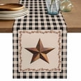 thumbnail image 1 of Table Runner 36 Inches Long for Kitchen Dining, Western Texas Star Retro Dresser Scarf Farmhouse, Dining Table Decorations for Wedding/Parties, Rustic Vintage Berry Black Beige Plaid 13 x 36 In, 1 of 8