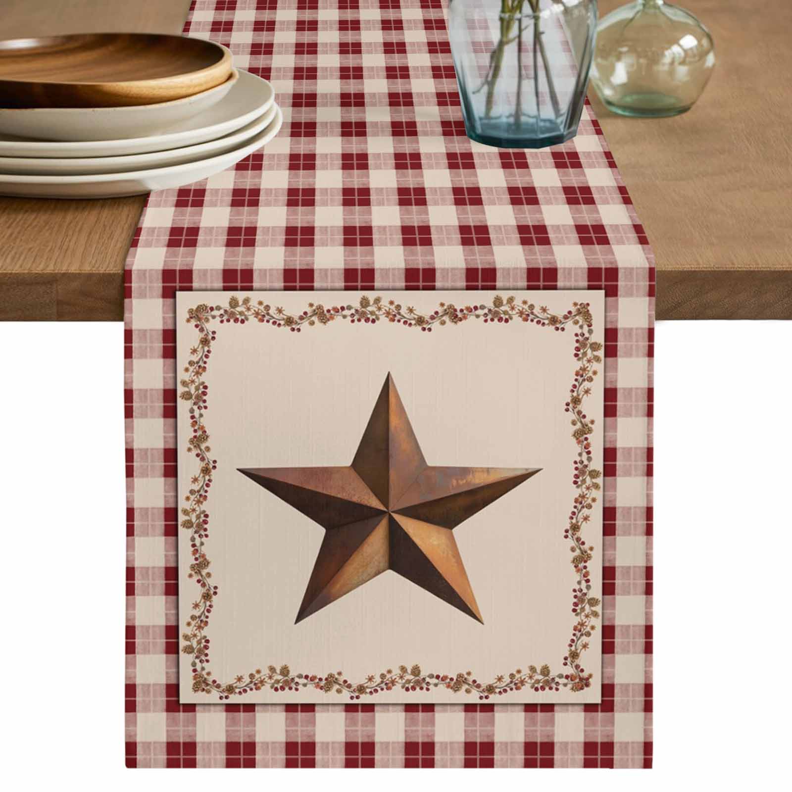 Western Rustic Table Runner Table Runner 36 Inches Long for Kitchen Dining, Western Texas Star ...
