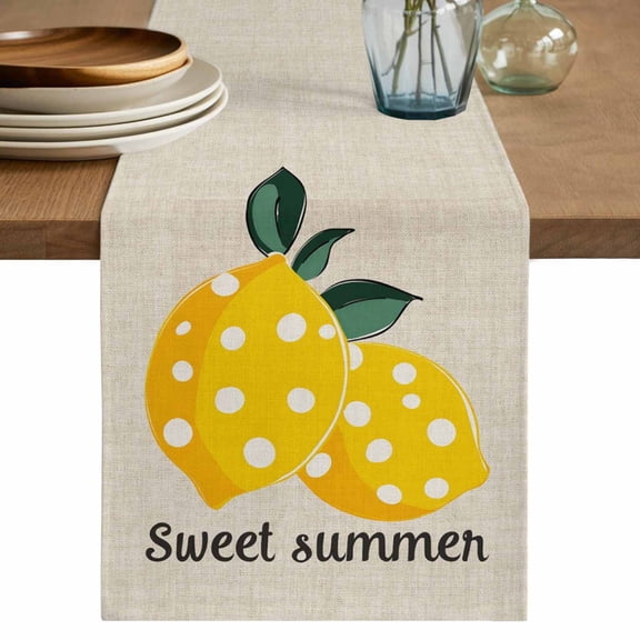 Table Runner 36 Inches Long for Kitchen Dining, Yellow Lemons Dresser Scarf Farmhouse, Dining Table Decorations for Wedding/Parties, Summer Botanical Farmhouse Rustic 13 x 36 In