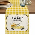 thumbnail image 1 of Table Runner 36 Inches Long for Kitchen Dining, Yellow Truck Dresser Scarf Farmhouse, Dining Table Decorations for Wedding/Parties, Spring Bees Honey Daisy Buffalo Plaid 13 x 36 In, 1 of 8