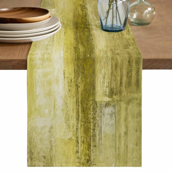 Table Runner 36 Inches Long, Yellow Decorative Table Runner for Party Wedding Home Decor, Retro Oil Painting Modern Abstract Art Aesthetics Dresser Scarves for Kitchen Tables Decor 13x36 Inch