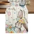 thumbnail image 1 of Table Runner - 48 Inch Long, Beige Easter Bunny Kitchen Dining Table Runner Dresser Scarves, Spring Easter Eggs Floral Wooden Farmhouse Decor for Coffee Tables Wedding Party Banquet, 1 of 8