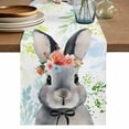 thumbnail image 1 of Table Runner - 48 Inch Long, Easter Bunny Kitchen Dining Table Runner Dresser Scarves, Spring Flowers Green Leaves Pastoral Plants Farmhouse Decor for Coffee Tables Wedding Party Banquet, 1 of 8