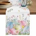 thumbnail image 1 of Table Runner - 48 Inch Long, Easter Eggs Kitchen Dining Table Runner Dresser Scarves, Country Wildflower Spring Watercolor Botanical Farmhouse Decor for Coffee Tables Wedding Party Banquet, 1 of 8