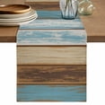 thumbnail image 1 of Table Runner 48 Inches Long for Kitchen Dining, Blue Brown Dresser Scarf Farmhouse, Dining Table Decorations for Wedding/Parties, Farmhouse Rustic Wooden Plank Board 13 x 48 In, 1 of 8