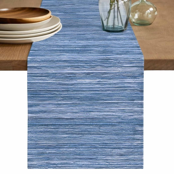 Table Runner 48 Inches Long for Kitchen Dining, Blue Pattern Dresser Scarf Farmhouse, Dining Table Decorations for Wedding/Parties, Vintage Abstract Minimalist Art 13 x 48 In
