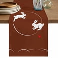 thumbnail image 1 of Table Runner 48 Inches Long for Kitchen Dining, Brown Modern Dresser Scarf Farmhouse, Dining Table Decorations for Wedding/Parties, Farmhouse Rabbit Abstract Art 13 x 48 In, 1 of 8