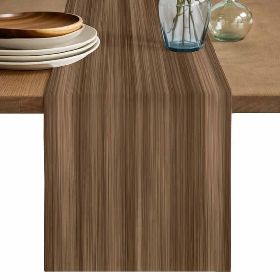 Table Runner 48 Inches Long for Kitchen Dining, Brown Wood Grain Dresser Scarf Farmhouse, Dining Table Decorations for Wedding/Parties, Retro Farmhouse Wooden Plank 13 x 48 In