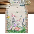 thumbnail image 1 of Table Runner 48 Inches Long for Kitchen Dining, Easter Dresser Scarf Farmhouse, Dining Table Decorations for Wedding/Parties, Farmhouse Bunny Colorful Eggs Flowers Plants 13 x 48 In, 1 of 8
