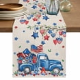 thumbnail image 1 of Table Runner 48 Inches Long for Kitchen Dining, Independence Day Dresser Scarf Farmhouse, Dining Table Decorations for Wedding/Parties, Farmhouse American Flag Truck Star Burlap 13 x 48 In, 1 of 8