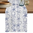 thumbnail image 1 of Table Runner 48 Inches Long for Kitchen Dining, Navy Blue Coastal Dresser Scarf Farmhouse, Dining Table Decorations for Wedding/Parties, Starfish Nautical Ocean Sea Wooden 13 x 48 In, 1 of 8