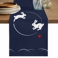 thumbnail image 1 of Table Runner 48 Inches Long for Kitchen Dining, Navy Blue Modern Dresser Scarf Farmhouse, Dining Table Decorations for Wedding/Parties, Farmhouse Rabbit Abstract Art 13 x 48 In, 1 of 8