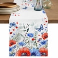thumbnail image 1 of Table Runner 48 Inches Long for Kitchen Dining, Red Blue Flowers Dresser Scarf Farmhouse, Dining Table Decorations for Wedding/Parties, Spring Floral Elegant Pastoral Watercolor 13 x 48 In, 1 of 8