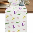 thumbnail image 1 of Table Runner 48 Inches Long for Kitchen Dining, Spring Easter Dresser Scarf Farmhouse, Dining Table Decorations for Wedding/Parties, Yellow Green Purple Bunny Botanical 13 x 48 In, 1 of 8