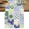 thumbnail image 1 of Table Runner 48 Inches Long for Kitchen Dining, Spring Floral Checkered Dresser Scarf Farmhouse, Dining Table Decorations for Wedding/Parties, Sage Green Purple Buffalo Plaid 13 x 48 In, 1 of 8