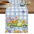 thumbnail image 1 of Table Runner 48 Inches Long for Kitchen Dining, Spring Floral Truck Dresser Scarf Farmhouse, Dining Table Decorations for Wedding/Parties, Watercolor Flowers Butterflies Blue Plaid 13 x 48 In, 1 of 8