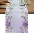 thumbnail image 1 of Table Runner 48 Inches Long for Kitchen Dining, Spring Flowers Dresser Scarf Farmhouse, Dining Table Decorations for Wedding/Parties, Botanical Purple Floral Leaaves Gradient 13 x 48 In, 1 of 8