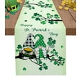 thumbnail image 1 of Table Runner 48 Inches Long for Kitchen Dining, St. Patrick's Day Dresser Scarf Farmhouse, Dining Table Decorations for Wedding/Parties, Green Ombre Lucky Tree Gnomes 13 x 48 In, 1 of 9
