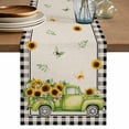 thumbnail image 1 of Table Runner 48 Inches Long for Kitchen Dining, Sunflowers Dresser Scarf Farmhouse, Dining Table Decorations for Wedding/Parties, Spring Farmhouse Vintage Truck Leaf Black Plaid 13 x 48 In, 1 of 8