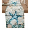 thumbnail image 1 of Table Runner 48 Inches Long for Kitchen Dining, Teal Starfish Coastal Dresser Scarf Farmhouse, Dining Table Decorations for Wedding/Parties, Summer Beach Nautical Retro 13 x 48 In, 1 of 8