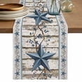 thumbnail image 1 of Table Runner 48 Inches Long for Kitchen Dining, Texas Star Navy Blue Dresser Scarf Farmhouse, Dining Table Decorations for Wedding/Parties, Farmhouse Vintage Art Wooden 13 x 48 In, 1 of 8