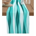 thumbnail image 1 of Table Runner 48 Inches Long for Kitchen Dining, Turquoise Stripes Dresser Scarf Farmhouse, Dining Table Decorations for Wedding/Parties, Vintage Farmhouse Ripple Texture Art 13 x 48 In, 1 of 8