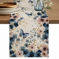 thumbnail image 1 of Table Runner 48 Inches Long for Kitchen Dining, Weeping Blue Floral Dresser Scarf Farmhouse, Dining Table Decorations for Wedding/Parties, Spring Butterflies Flowers Linen 13 x 48 In, 1 of 8