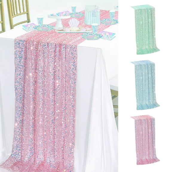 Table Runner under $5! Cagogo Sequin Table Runner, 13x70 Inch Glitter Fabric Table Decor, Iridescent Party Table Cover for Wedding Birthday, Shiny Celebration Tabletop Decoration for GirlsWomen