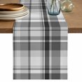 Table Runner - 60 Inch Long, Black Grey Buffalo Plaid Kitchen Dining ...