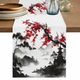 thumbnail image 1 of Table Runner - 60 Inch Long, Chinese Mountain Kitchen Dining Table Runner Dresser Scarves, Landscape Painting Red Plum Flowers Farmhouse Decor for Coffee Tables Wedding Party Banquet, 1 of 8