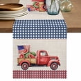 thumbnail image 1 of Table Runner 60 Inches Long for Kitchen Dining, 4th of July Dresser Scarf Farmhouse, Dining Table Decorations for Wedding/Parties, Red Truck Watermelon Patriotic Star USA Flag 13 x 60 In, 1 of 8